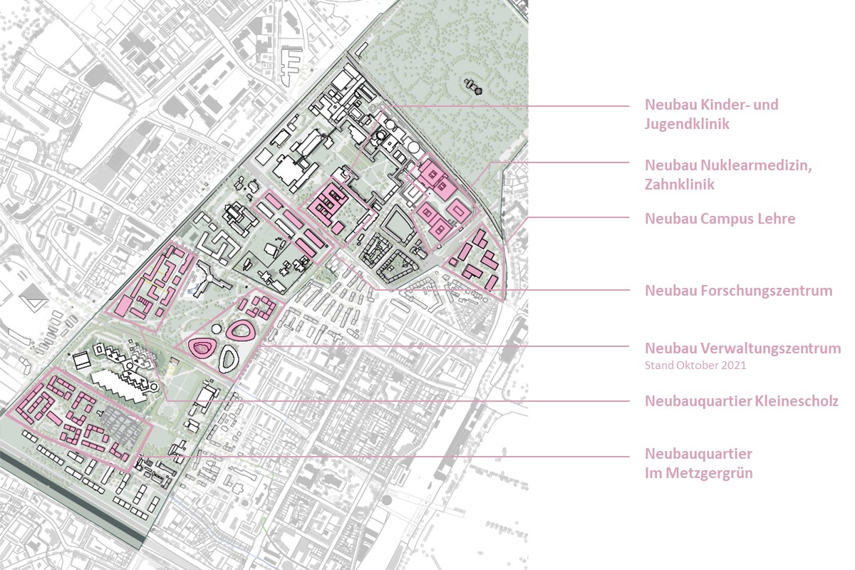 Übersichtskarte der Planungs- und Neubauvorhaben im Stadtteil Stühlinger (Bild: ARGE Freiwurf LA/ Stadt Freiburg)